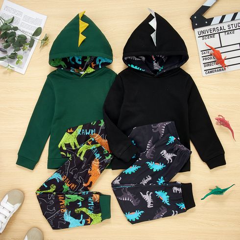 2-piece Kid Boy Animal Dinosaur Print Hoodie Sweatshirt and Pants Casual Set