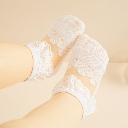 Baby / Toddler Solid Lace Breathable Socks White big image 2