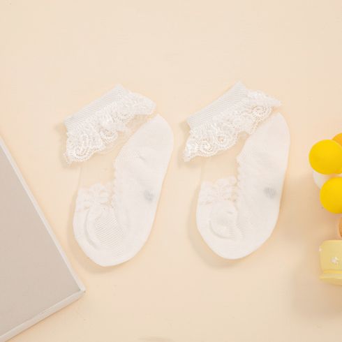 Baby / Toddler Solid Lace Breathable Socks White big image 3