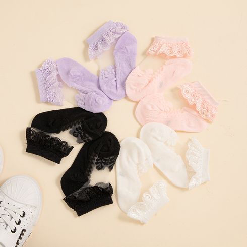 Baby / Toddler Solid Lace Breathable Socks White big image 4