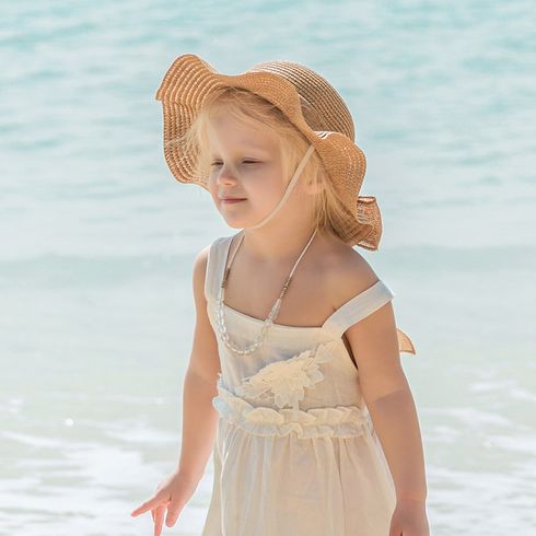 Big Bow Decor Khaki Straw Hat for Mom and Me Khaki big image 4