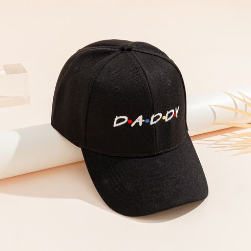 Family Matching Letter Embroidered Adjustable Black Baseball Cap Black big image 3