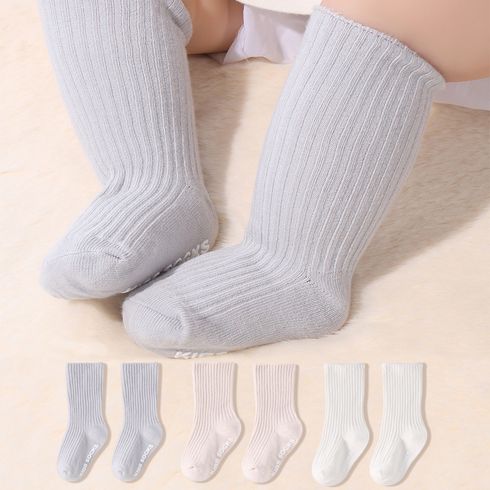 3-pairs Baby Solid Non-slip Grip Long Stockings