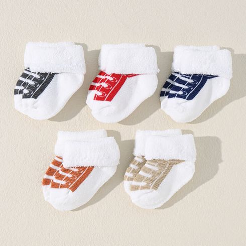 5-pairs Baby Shoes Graphic Socks Set