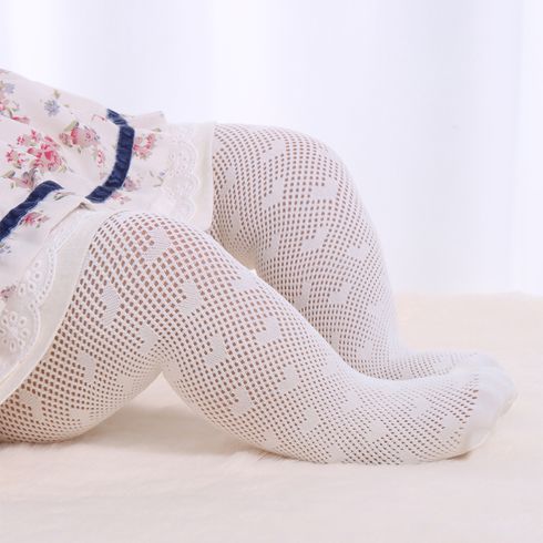 Meia-calça simples com padronagem de coração para bebê