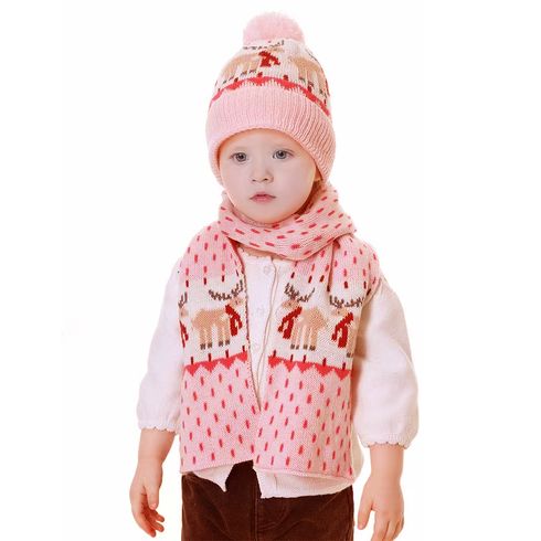 2-pack Baby / Toddler Christmas Knitted Beanie Hat & Scarf Set