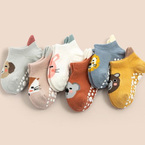 6 Pairs Baby / Toddler Cute Cartoon Animal Pattern Non-slip Grip Socks