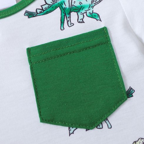 Baby Boy Allover Dinosaur Print Short-sleeve Romper White big image 4