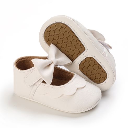 Baby / Toddler White Bowknot Decor Velcro Closure Prewalker Shoes White big image 5