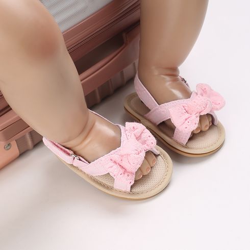 Baby Bow Decor Solid Toddler Sandals Pink big image 8