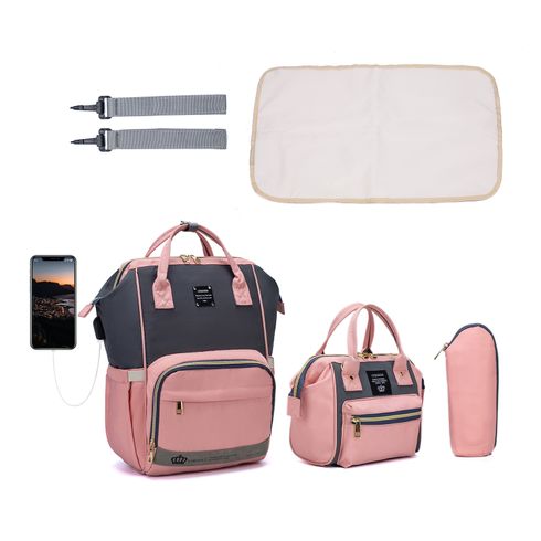 3-piece Multicolorful Diaper Bag Diagonal Bag Backpack Large Capacity