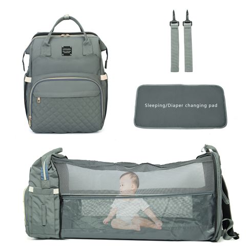 Multifunction Mommy Backpack Portable Large Capacity Diaper Bag Changing Maternity Bag Foldable Travel Bed For Mom Baby Outdoor Dark Grey big image 3