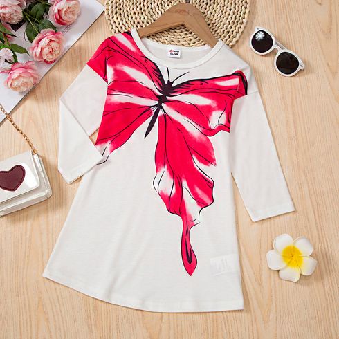 Toddler Girl Sweet Butterfly Print Long-sleeve Dress