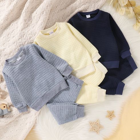 2-piece Toddler Girl/Boy Solid Long-sleeve Top and Elasticized Pants Casual Set