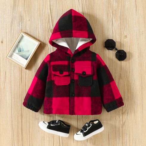 Baby Boy Thermal Lined Hooded Long-sleeve Plaid Jacket