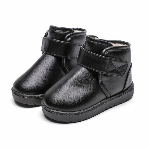 Toddler / Kid Black Velcro Closure Fleece-lining Snow Boots