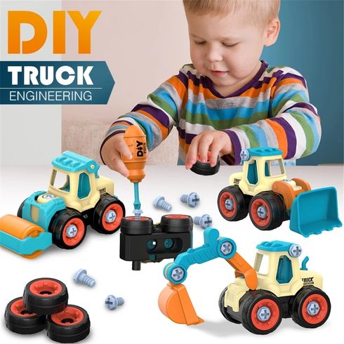4 pezzi di veicoli di ingegneria giocattoli per ragazzi camion auto stelo costruzione set di costruzione di veicoli di ingegneria educativi giocattoli per auto