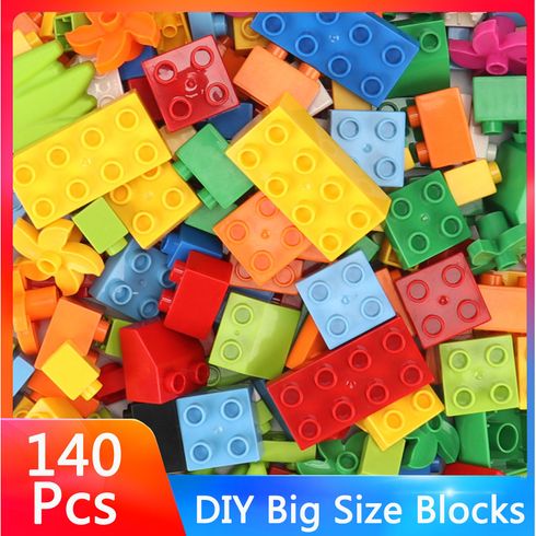 140Pcs Blocks Diy Big Large Size 3+ Years Old Play Educational Toy Building City Constructor Toys For Kids Model Diy Blocks (Random Color)