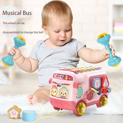 Kids Music Bus Toys Knocking Keyboard Instrument Piano Bus Montessori Educational Musical Toy