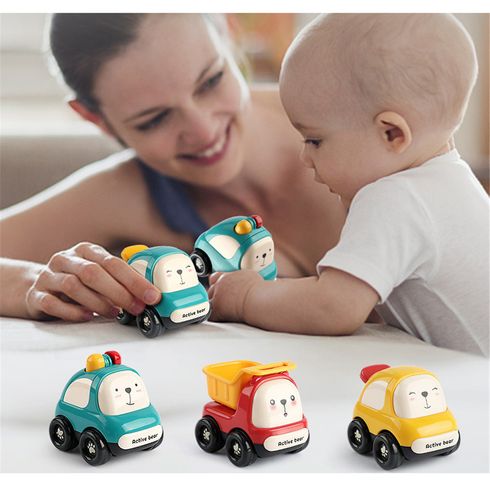 3pcs Soft Cars Giocattoli per bambini ragazzi ragazze, morbido morbido e robusto tira indietro giocattolo auto per bambini Regali di compleanno infantili 