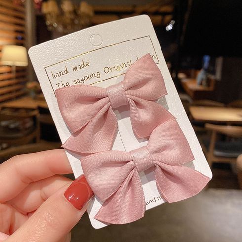 2-piece Solid Bowknot Hairband for Girls Pink big image 3