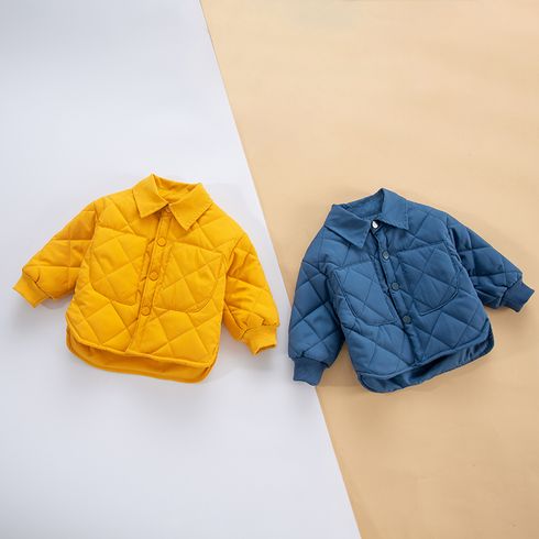 Baby Solid Thickened Lined Lapel Long-sleeve Quilted Outwear Jacket