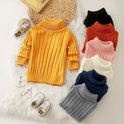 Toddler Girl/Boy Turtleneck Ribbed Knit Sweater