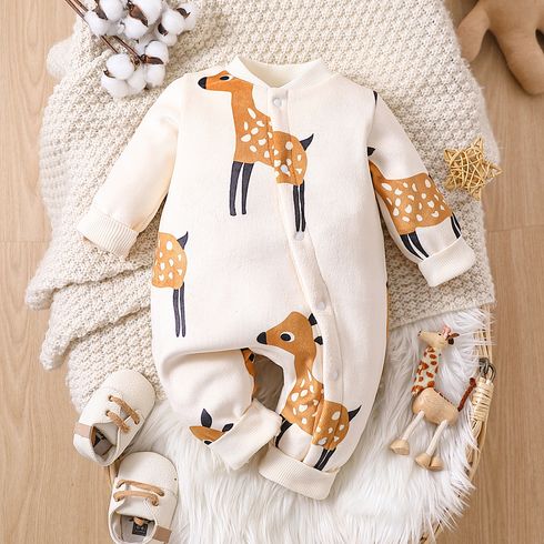 Baby Boy/Girl Allover Deer Print Thickened Jumpsuit