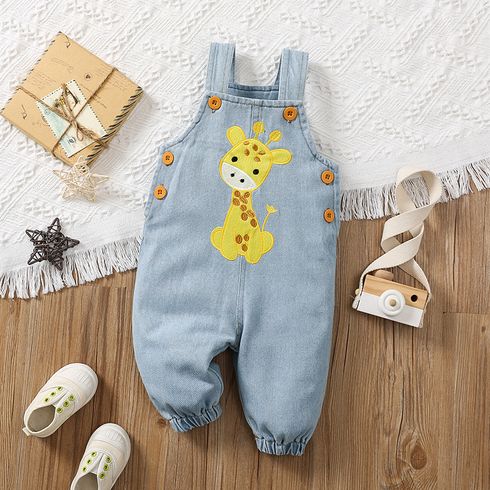 Baby Boy/Girl 95% Cotton Cartoon Giraffe Embroidered Denim Overalls