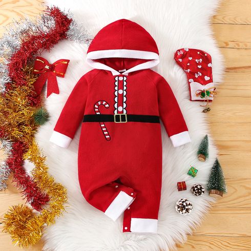 Christmas Baby Boy/Girl Red Thickened Polar Fleece Hooded Long-sleeve Jumpsuit