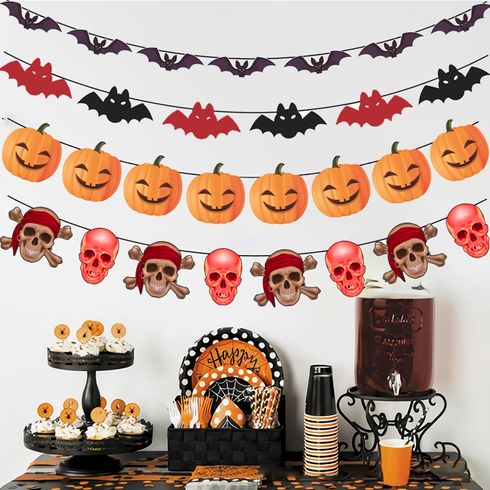 decorazione di halloween striscione di carta teschio di zucca fantasma pipistrello catena di carta bandiera decorazione del partito