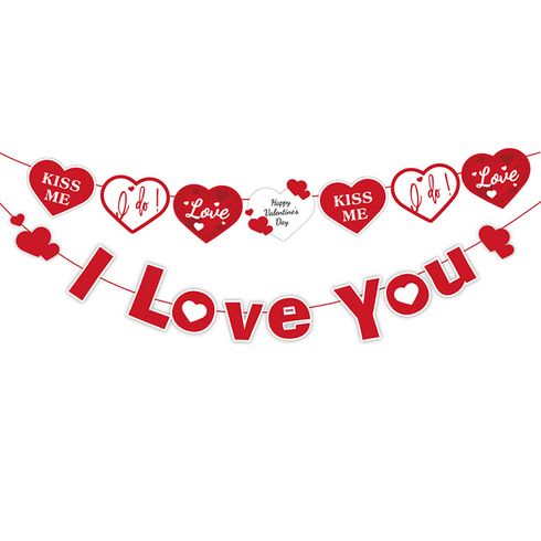 2-pack I Love You Banner and Heart Letters "Kiss Me & I Do & Love" for Wedding Proposal Valentine's Day Wedding Engagement Home Indoor Party Decor Ornament