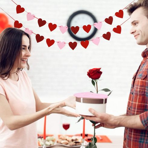 Red Heart Banner for Wedding Proposal Valentine's Day Anniversary Wedding Engagement Home Indoor Party Decor Ornament