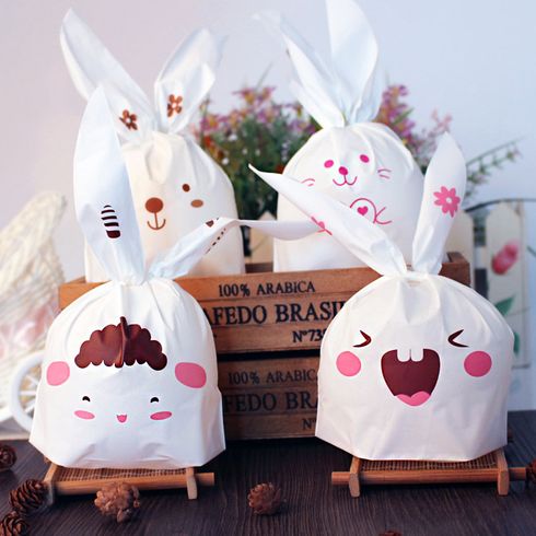 10-pack Easter Candy Bags Cute Rabbit Long Ear Easter Gift Bags Bunny Goodie Bags Party Supplies Decor
