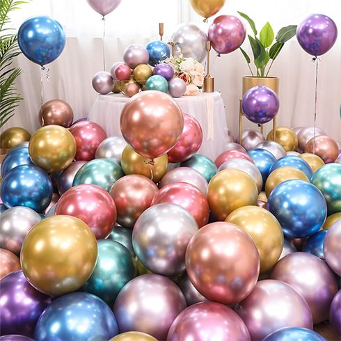 10 peças de aniversário de balões de cromo metálico, casamento, decoração de temporada de formatura