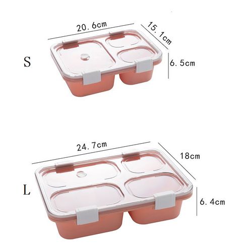 Bento Lunch Box with Spoon & Lid Reusable Plastic Divided Food Storage Container Boxes Meal Prep Containers for Kids & Adults Pink big image 1