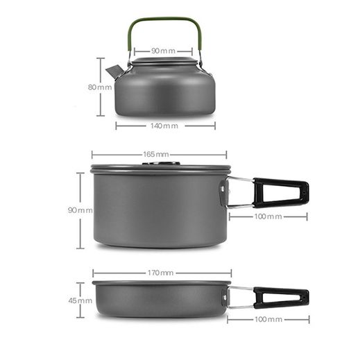 Camping Cookware Mess Kit Aluminum Lightweight Non-stick Pot Pan Outdoor Camping Cookware Set with Accessories Green big image 2