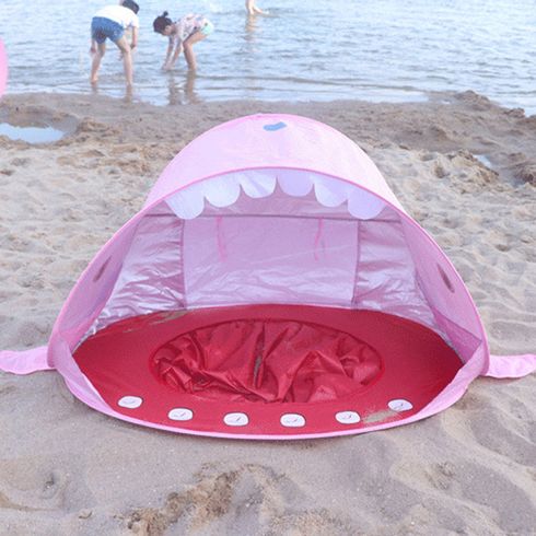Baby Beach Tent with Pool Pop Up Portable Shade Pool Beach Play Tents Sun Shelter Pink big image 3