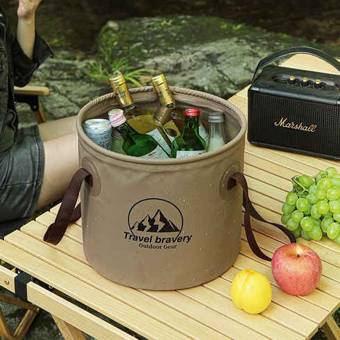Foldable Water Bucket with Handle Portable Collapsible Fishing Bucket Wash Basin for Outdoor Camping Hiking Fishing Travelling Coffee big image 3