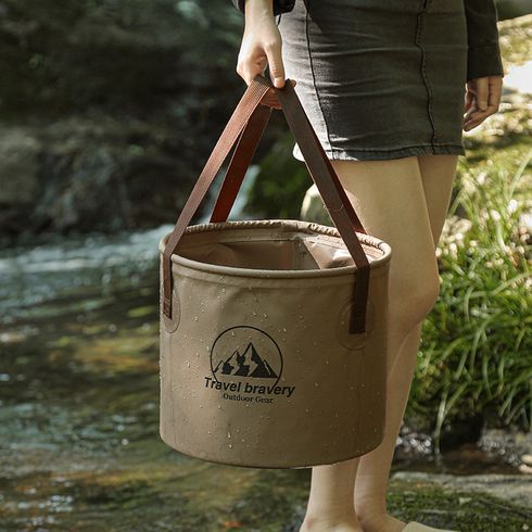 Foldable Water Bucket with Handle Portable Collapsible Fishing Bucket Wash Basin for Outdoor Camping Hiking Fishing Travelling Coffee big image 5