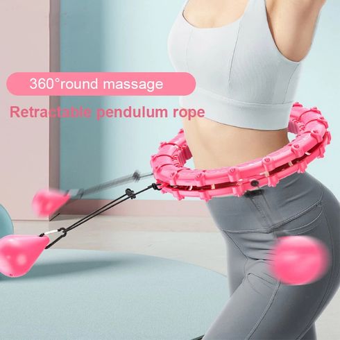 Smart Weighted Fit Hoop with 24 Detachable Knots 2 in 1 Abdomen Fitness Massage Hula Circle for Adults Weight Loss