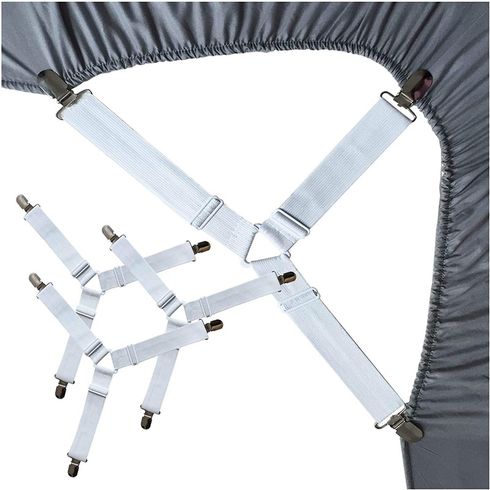 4 件裝床單架固定帶可調節十字交叉床單撐條床單架緊固件