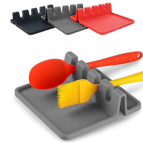 Silicone Utensil Rest with Drip Pad Utensil Rest Spoon Holder for Kitchen Counter