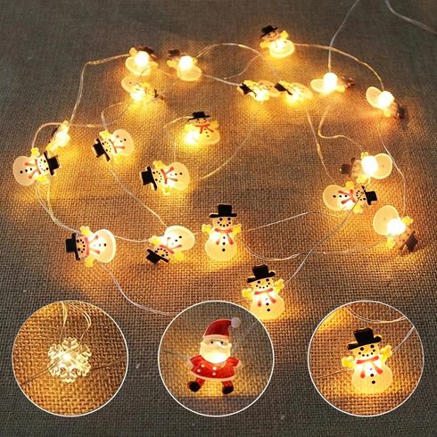 1pc Christmas Snowman Santa Claus Snowflake String Lights 20 LED 2M Xmas Decorative Lights