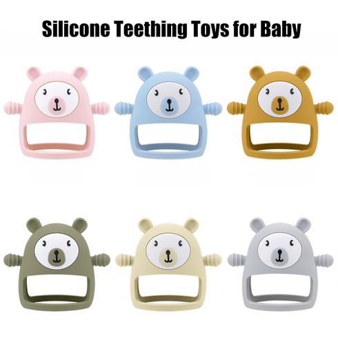 Cartoon Bear Mitten Silicone Baby Teething Toy Baby Chew Toys Hand Pacifier for Sucking Needs and Breast Feeding Babies