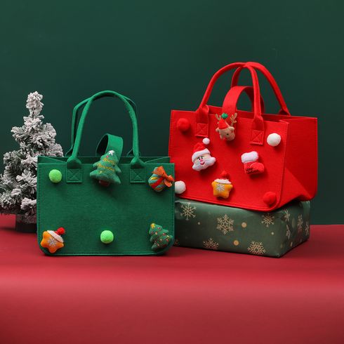 borsa tote con manico superiore in feltro di Natale con bottone a pressione