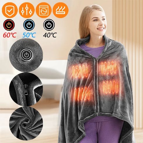 Heated Blanket Cozy Soft Electric Throw with 3 Heating Levels & 8 Zones Fever Fast Heating USB Charging