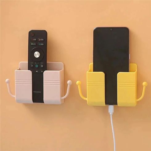 2Pcs Wall Mount Phone Holder Self-Adhesive Charging Phone Stand Remote Control Organizer Storage Box Color-A big image 3