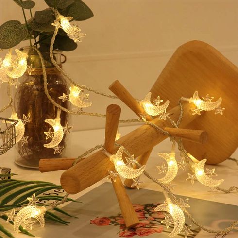10 LED Star Moon String Lights Eid Mubarak Decorative Lights for Indoor Outdoor Decoration Ornaments Yellow big image 1