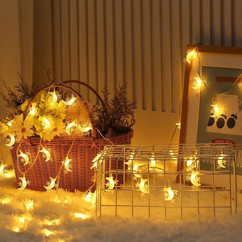 10 LED Star Moon String Lights Eid Mubarak Decorative Lights for Indoor Outdoor Decoration Ornaments Yellow big image 3